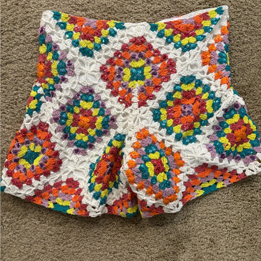 Oceanus Granny Square Crochet shorts size m